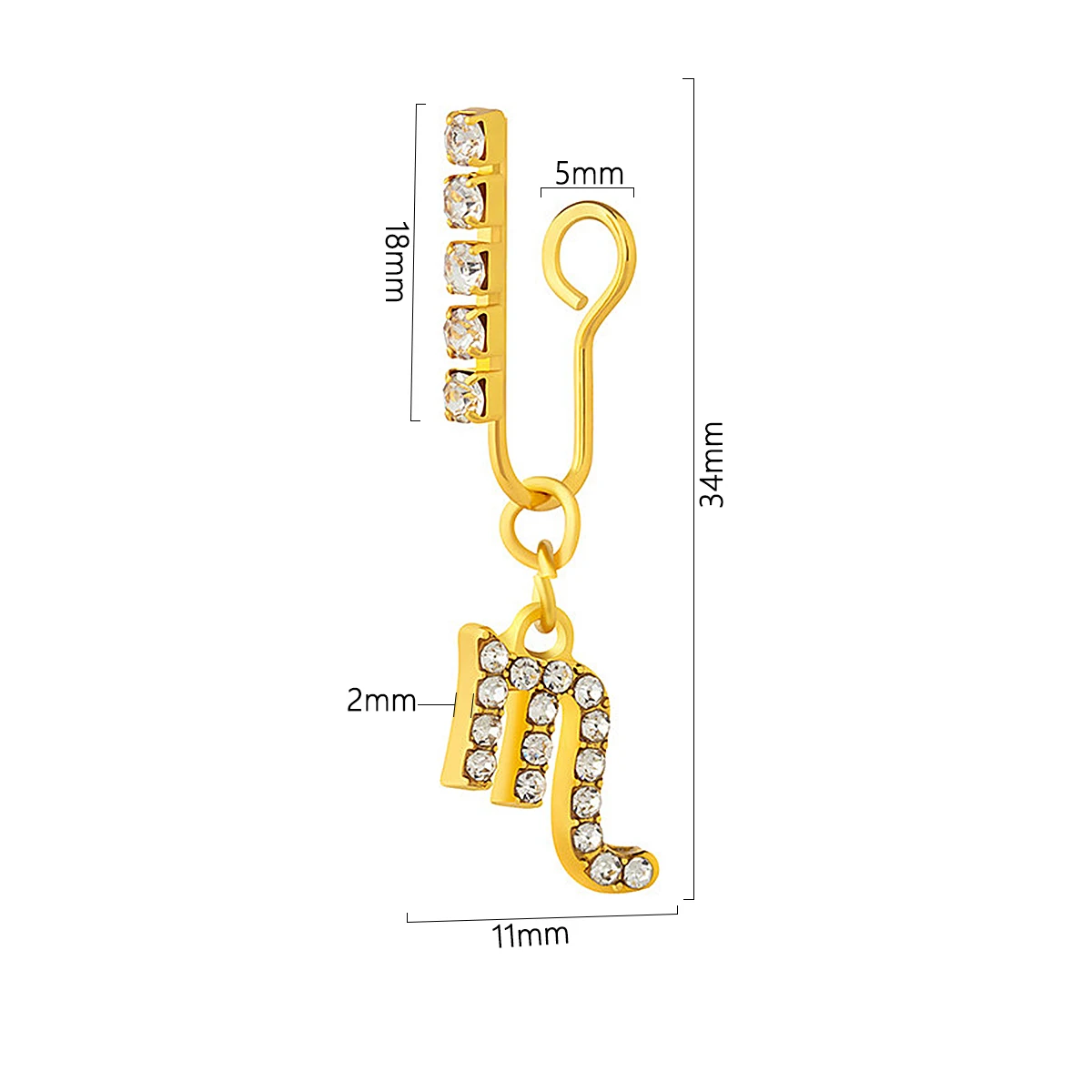 Body Jewelry Ear Plugs - ジルコニアメタルイヤークリップ,12個,2パック,偽のノーズリング,穴なし,スパイラル軟骨,ピアスなしのボディジュエリー