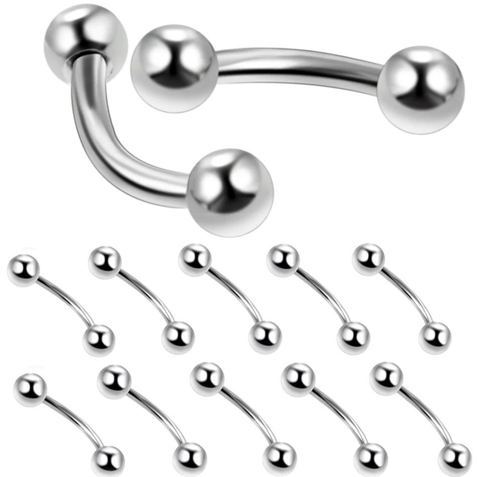 Rook Curved Barbell - 10 ピース/ロット鋼眉毛バナナピアスリング湾曲したバーベルリップリングぴったり Daith ヘリックスルークイヤリング軟骨珠ボディジュエリー