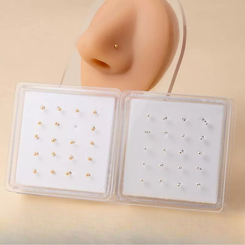 Body Jewelry Display Case - シルバー ジュエリー ボックス ノーズ スタッド ラウンド