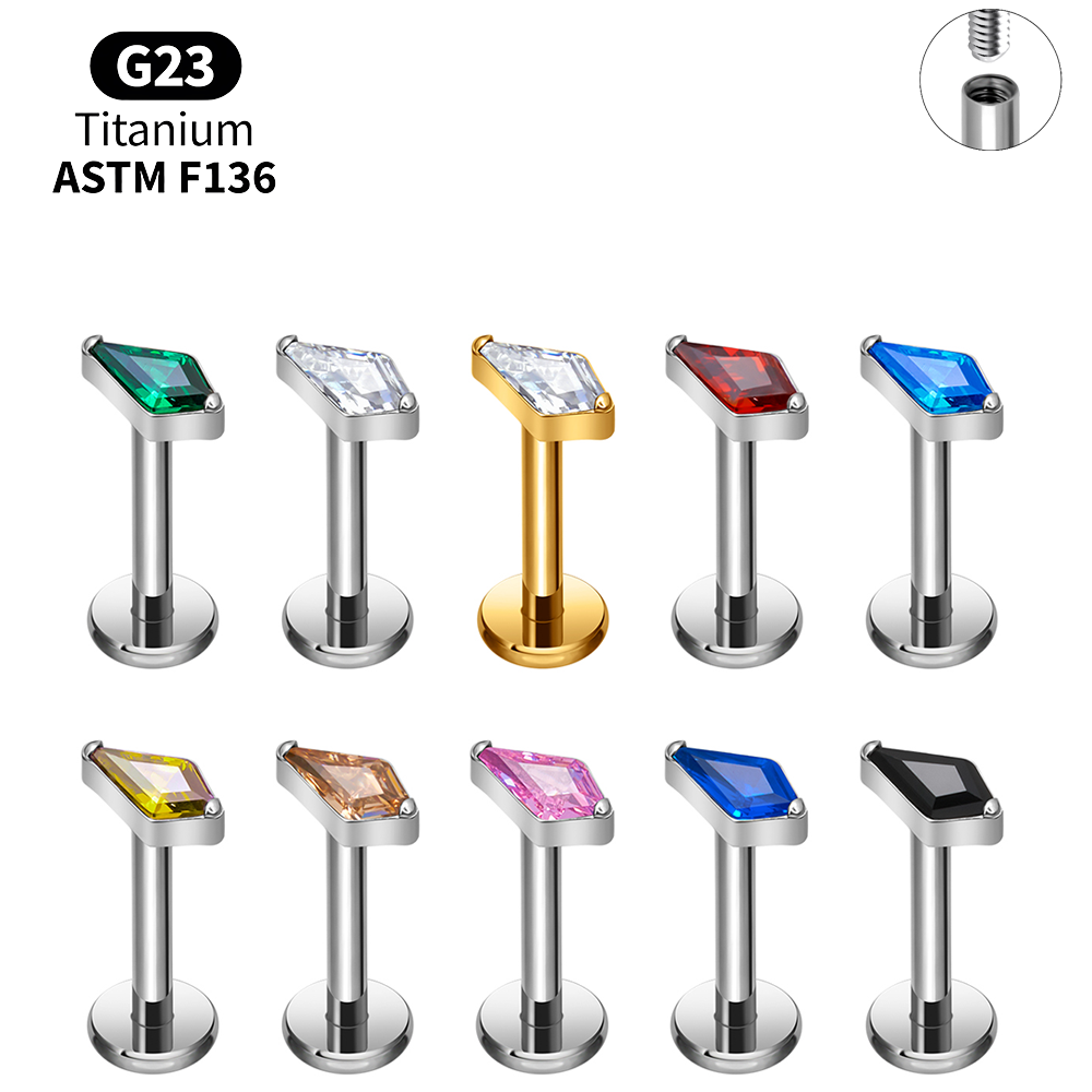 Body Jewelry Vertical Labret - チタン製カイトCZ内ネジラブレットスタッドセット ヘリックス トラガス セプタム コンチ バーチカル