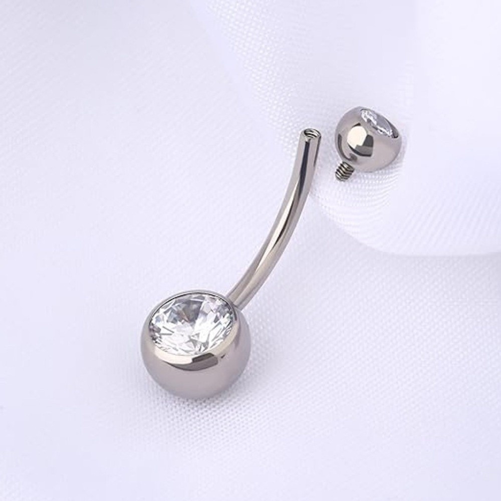 Body Jewelry Materials - 高品質チタン素材へそピアス カーブしたダングルデザイン ベリーピアス ジュエリー ボディジュエリー レディースジュエリー