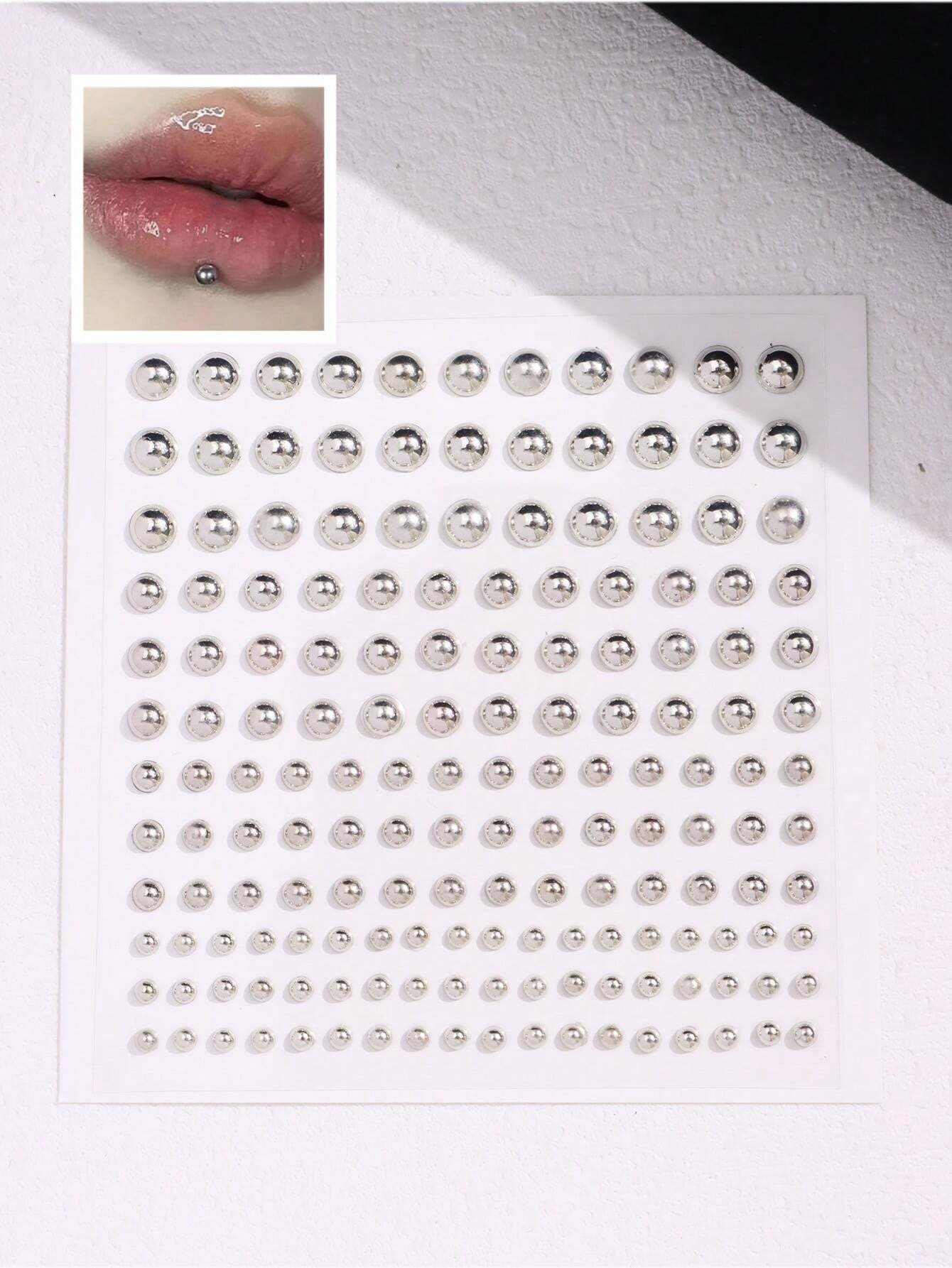 Body Jewelry Lip Ring - 165個/セット 3-6mm シルバーメッキアクリル製フェイクノーズリングステッカー、フェイク眉毛リップリング、ノーピアスボディジュエリー、顔用