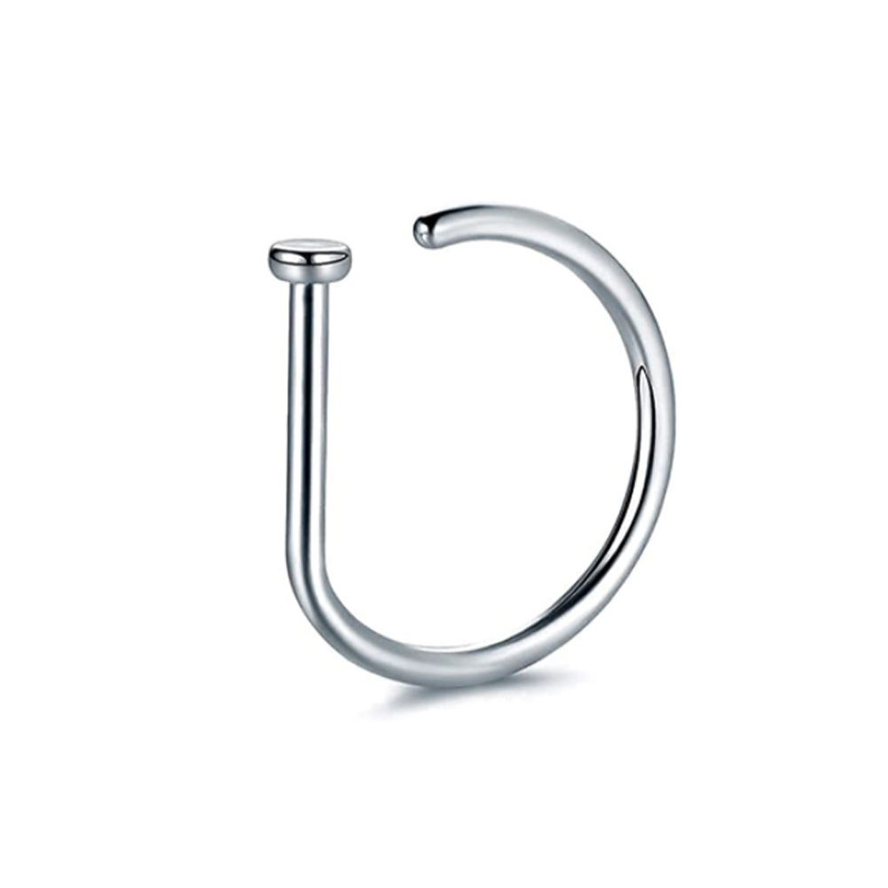 Body Jewelry Nose Ring - 1PC 女性男性偽鼻リング D 形状湾曲したバーベル鼻フープ穴なし非ピアススタッド鼻孔ボディジュエリー
