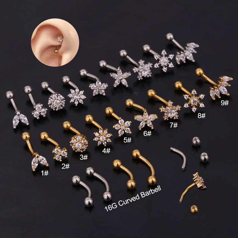 Rook Curved Barbell - 1Pc 1.2 × 8 ミリメートル眉毛 Daith