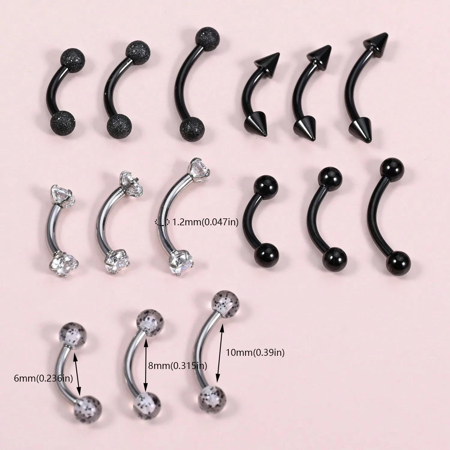 Body Jewelry Vertical Labret - 15個入り 16g ルックピアス ジュエリー アイブロウリング カーブバーベル