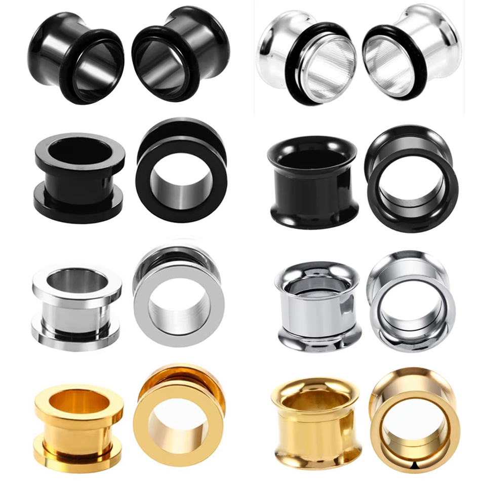 Body Jewelry Ear Plugs - ステンレス鋼のイヤーストレッチャー,ピアストンネル,肉のイヤリングゲージ,イヤーエキスパンダー,ボディジュエリー,2〜30mm, 1ペア