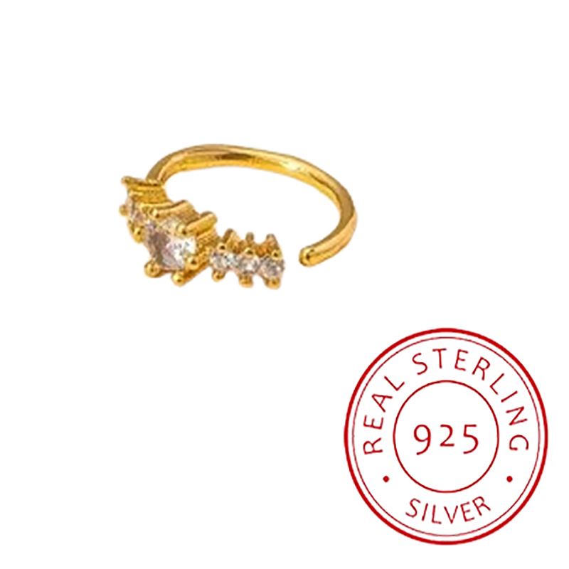 Body Jewelry Materials - シンプルな単列幾何学的な S925 シルバーイエロー鼻リング女性のボディ穴あきリング装飾爪毎日の通勤