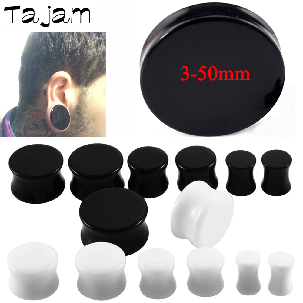 Body Jewelry Ear Plugs - 1ペア3ミリメートル-50ミリメートルビッグサイズ固体アクリルサドル耳栓パンダ耳ゲージイヤリングボディジュエリー