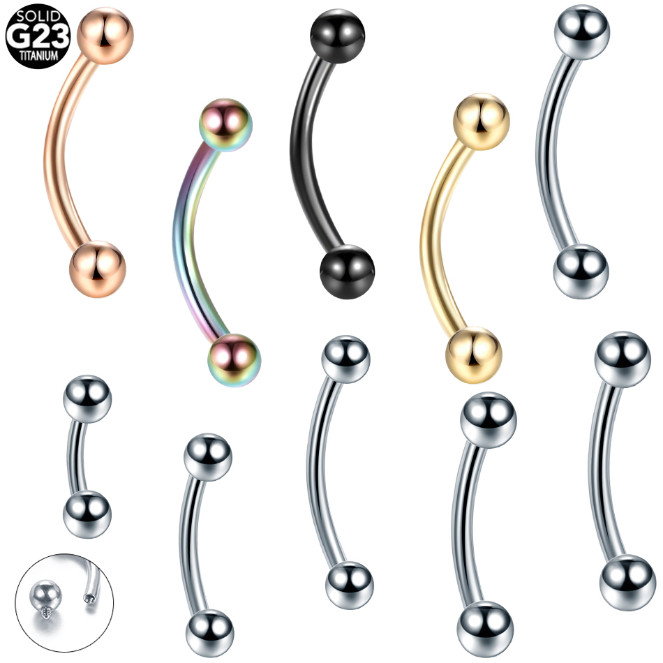 Rook Curved Barbell - 10 ピース/ロット G23 チタン眉毛バナナピアスリング湾曲したバーベルリップリングぴったり Daith ヘリックスルークイヤリングボディピアスジュエリー