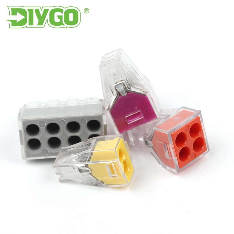 Threadless Push Pin - DIY go 102/104/106/108ユニバーサルコンパクトワイヤーコネクタプッシュインコンダクター端子台2/4/6/8ピンミニクイックジャンクションボックス