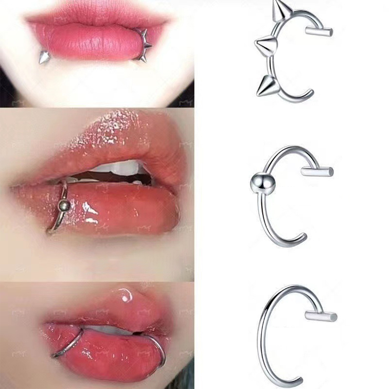 Body Jewelry Lip Ring - 1個 ステンレス製 フェイクノーズリング フープ セプタムリング Cクリップ