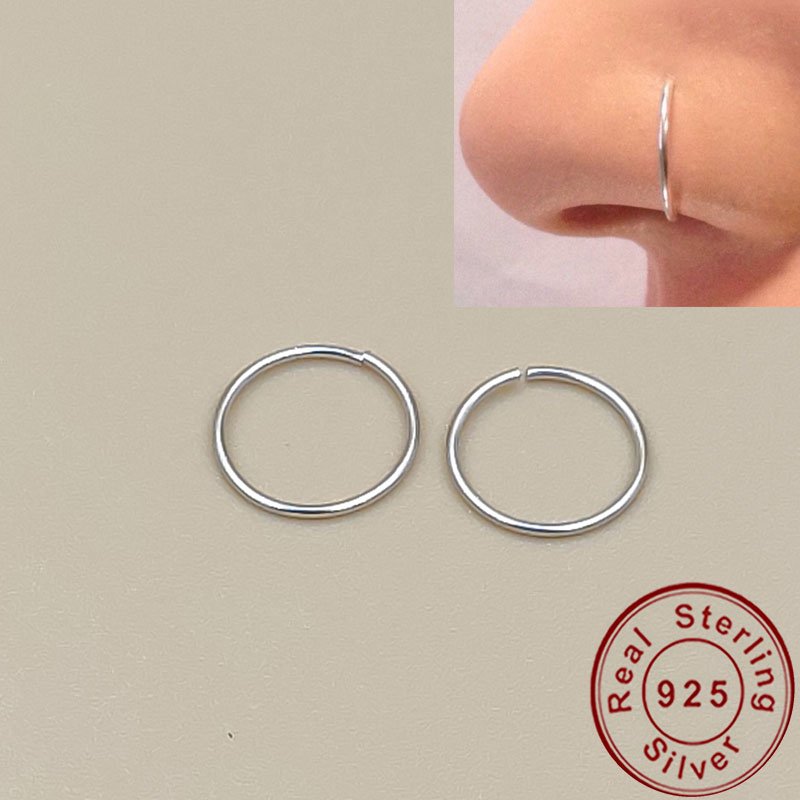 Body Jewelry Lip Ring - 女性用シルバーノーズリング,ジュエリー,ピアス,軟骨,耳珠,ヘリックス,フープ,小さなイヤリング,縫い目なし,925