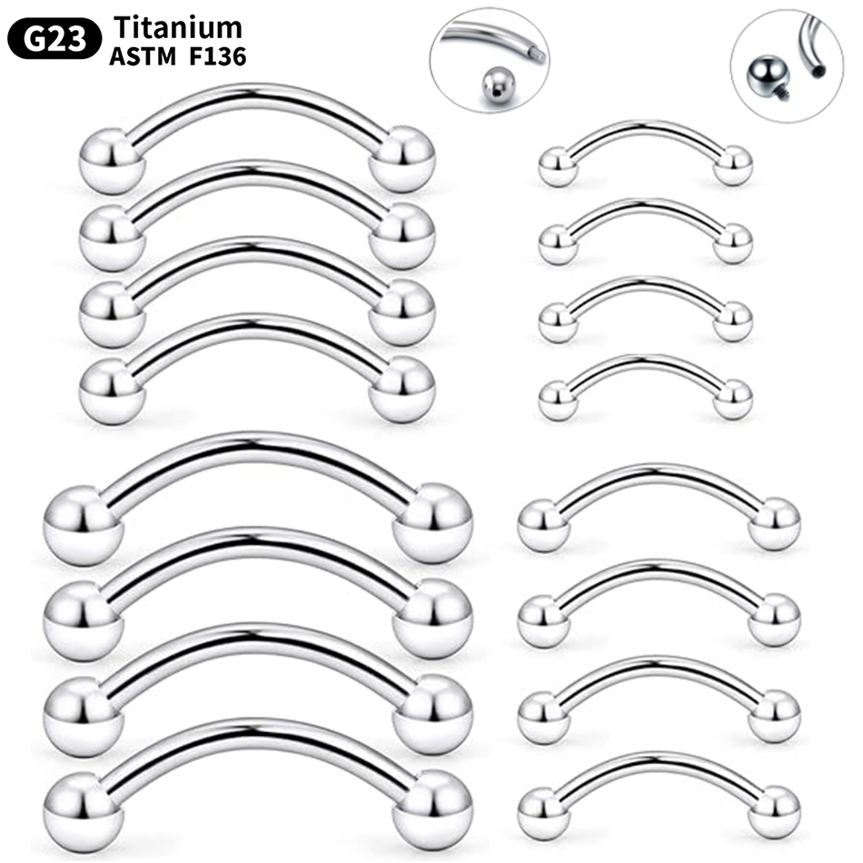 Rook Curved Barbell - 1Pc チタンピアス湾曲バーベル眉毛リングバナナピアス内外糸軟骨ルークピアスジュエリー