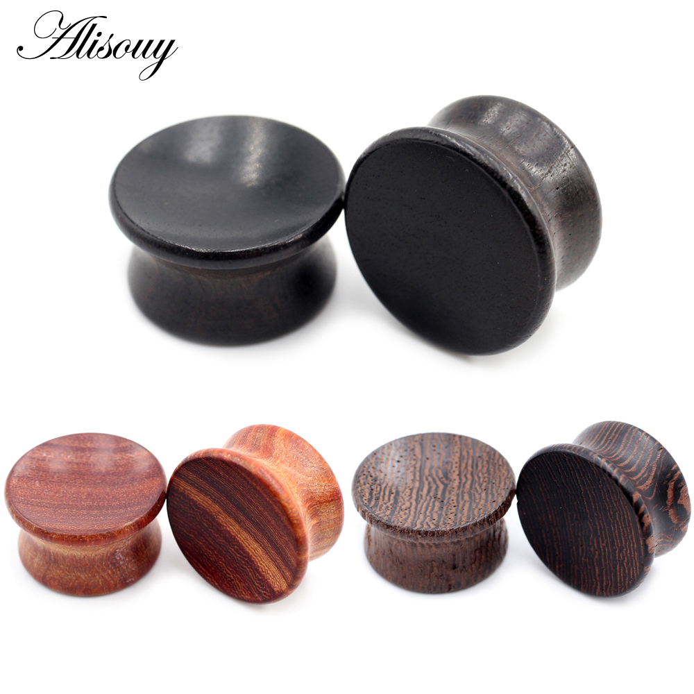 Body Jewelry Ear Plugs - Alisouy 2 個 6 ミリメートル-20 ミリメートル凹面天然木男性女性耳トンネルプラグエキスパンダーストレッチャーゲージイヤリングピアスボディジュエリー