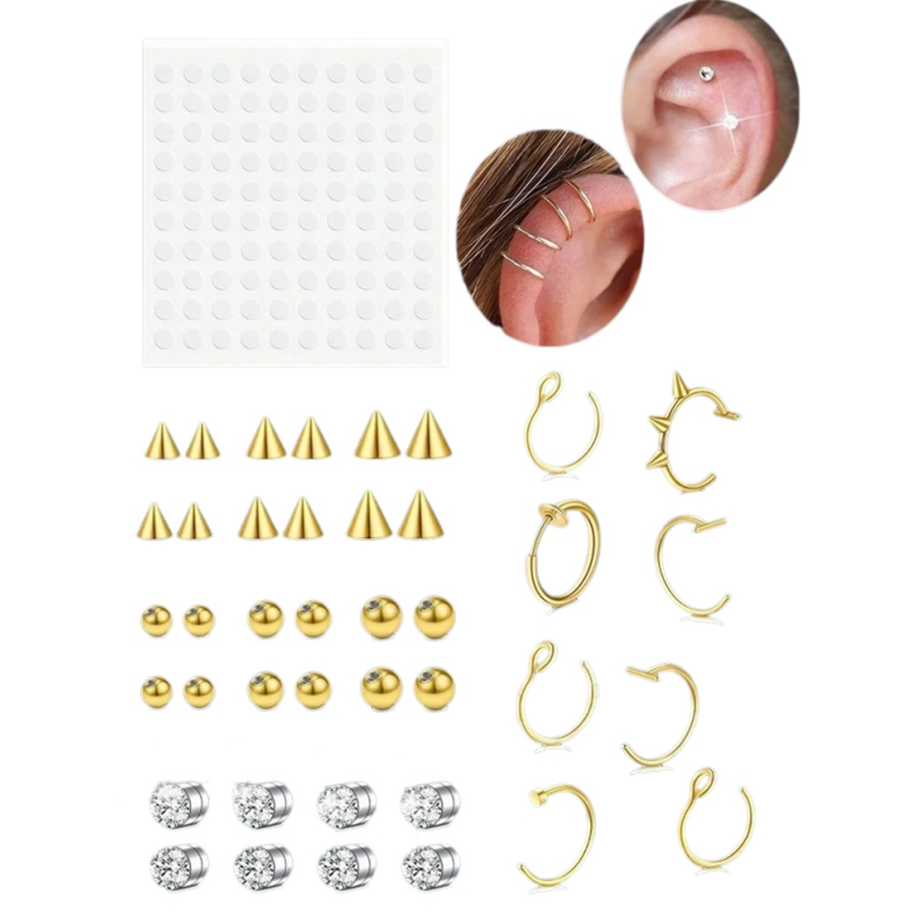 Body Jewelry Nose Ring - フェイクノーズリング、フェイクセプタム（女性用）、フェイクノーズピアス、スプリングクリップ式、ノンピアス、フェイクボディピアスジュエリー