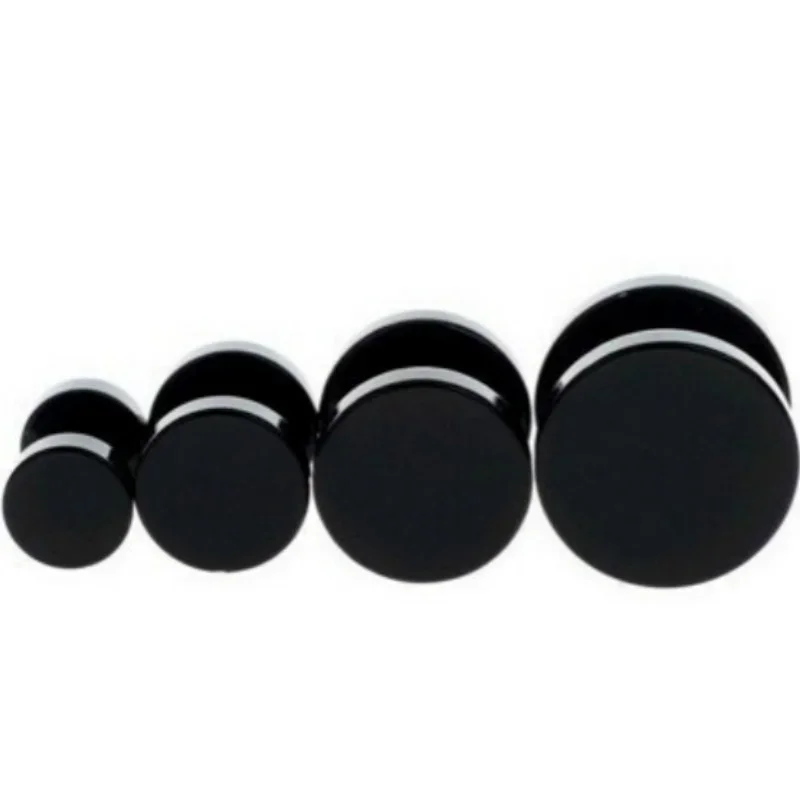 Body Jewelry Ear Plugs - 2 個/1 セットブラックステンレス鋼偽チーター耳栓ゲージボディジュエリーピアスメンズイヤリングファッションパーソナライズされた耳アイテム