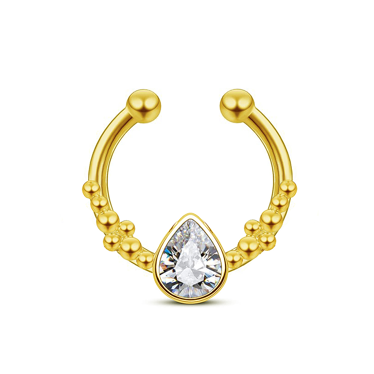Body Jewelry Nose Ring - ステンレス鋼ホースシューウォータードロップノーズリング女性用、ミルプラグクリップなし、パンチングピアスジュエリー