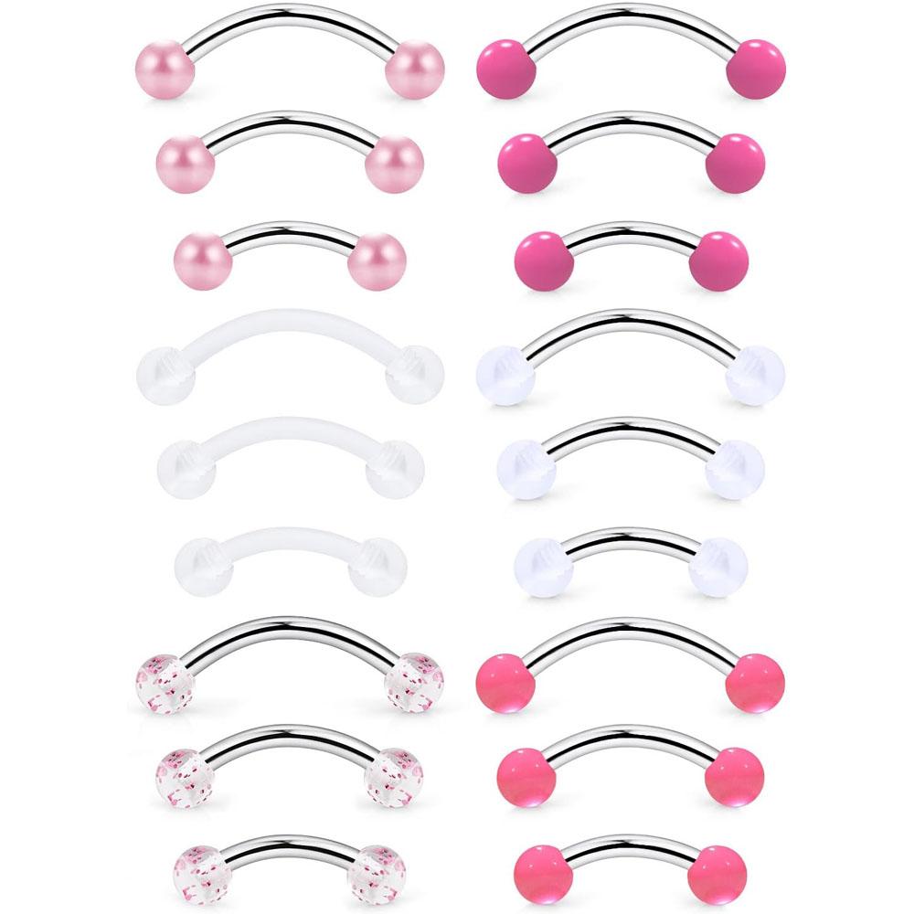 Body Jewelry Vertical Labret - 1/18個セット 16G 6/8/10mm アイブロウ ルック バーチカル