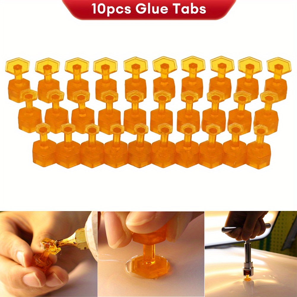Body Jewelry Glue - ペイントレスデントリペア（PDR）用接着タブ10個 - 車体のへこみ除去アクセサリー