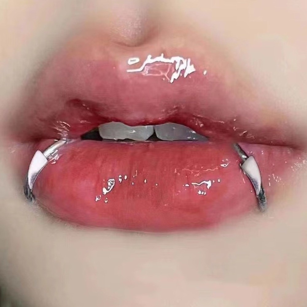 Body Jewelry Lip Ring - 2個セット 大げさなフェイクリップリング ステンレス製 ゴールド 穴あけ不要 リップカフ