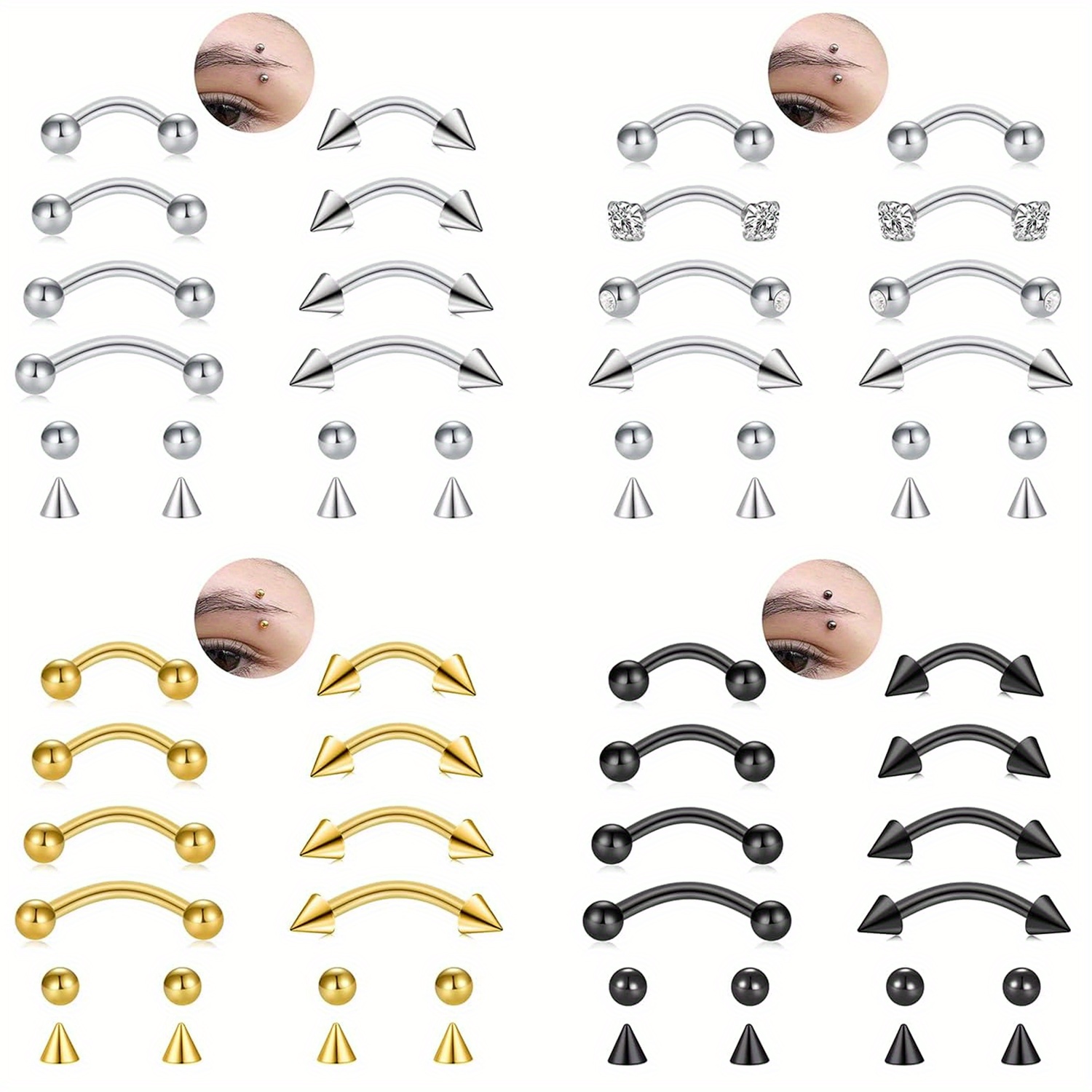 Body Jewelry Vertical Labret - 8 個のルーク ピアス ジュエリー ルーク イヤリング、垂直ラブレット