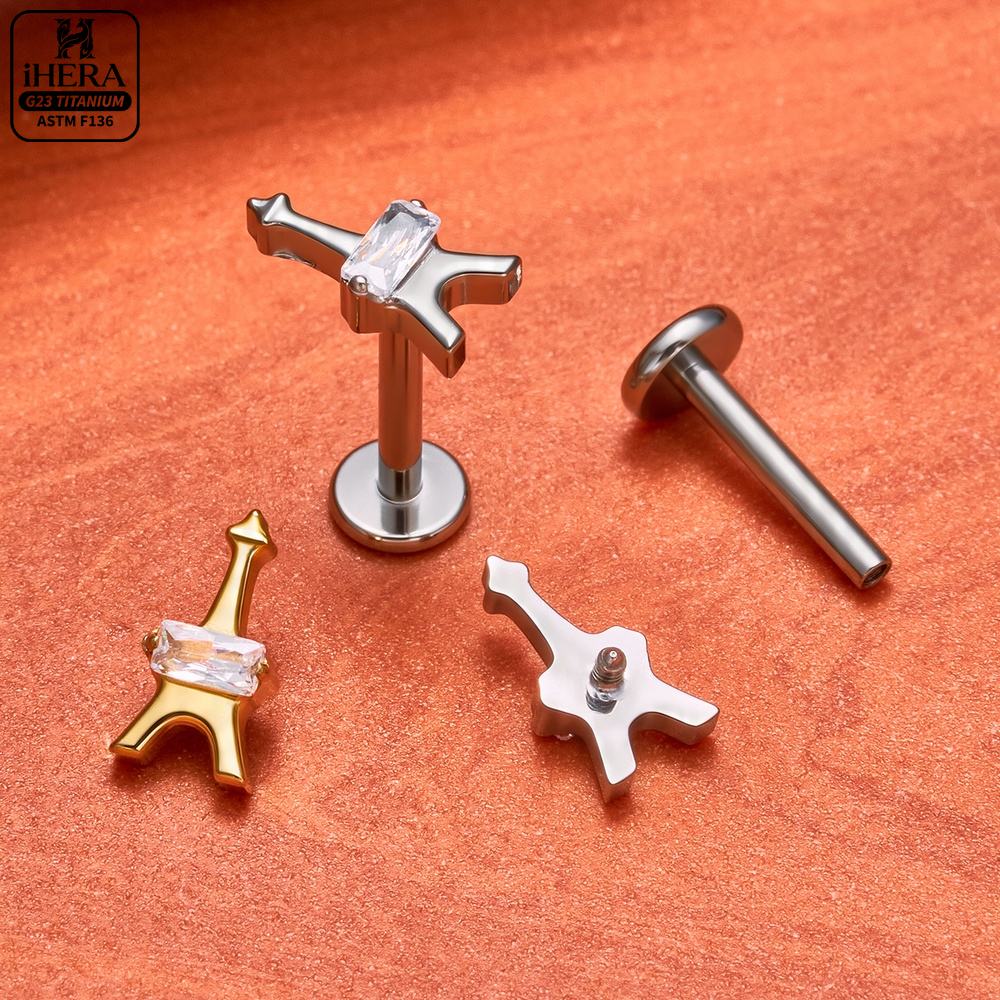 F136チタン製ピアススタッド コンチ ダイス トラガス ル - Body Jewelry Vertical Labret のレビューと価格