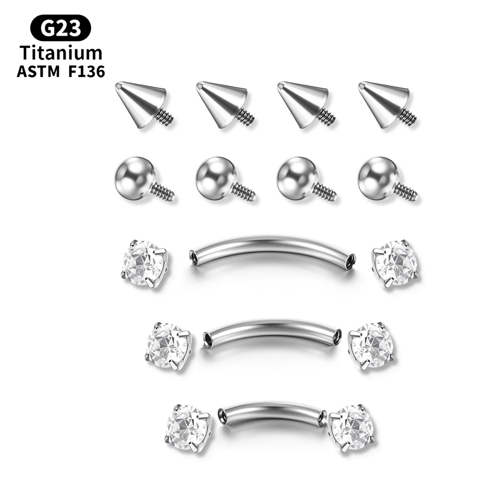 17枚/セットチタン雌ねじアークバーベル眉リング16 G透明 - Body Jewelry Vertical Labret のレビューと価格