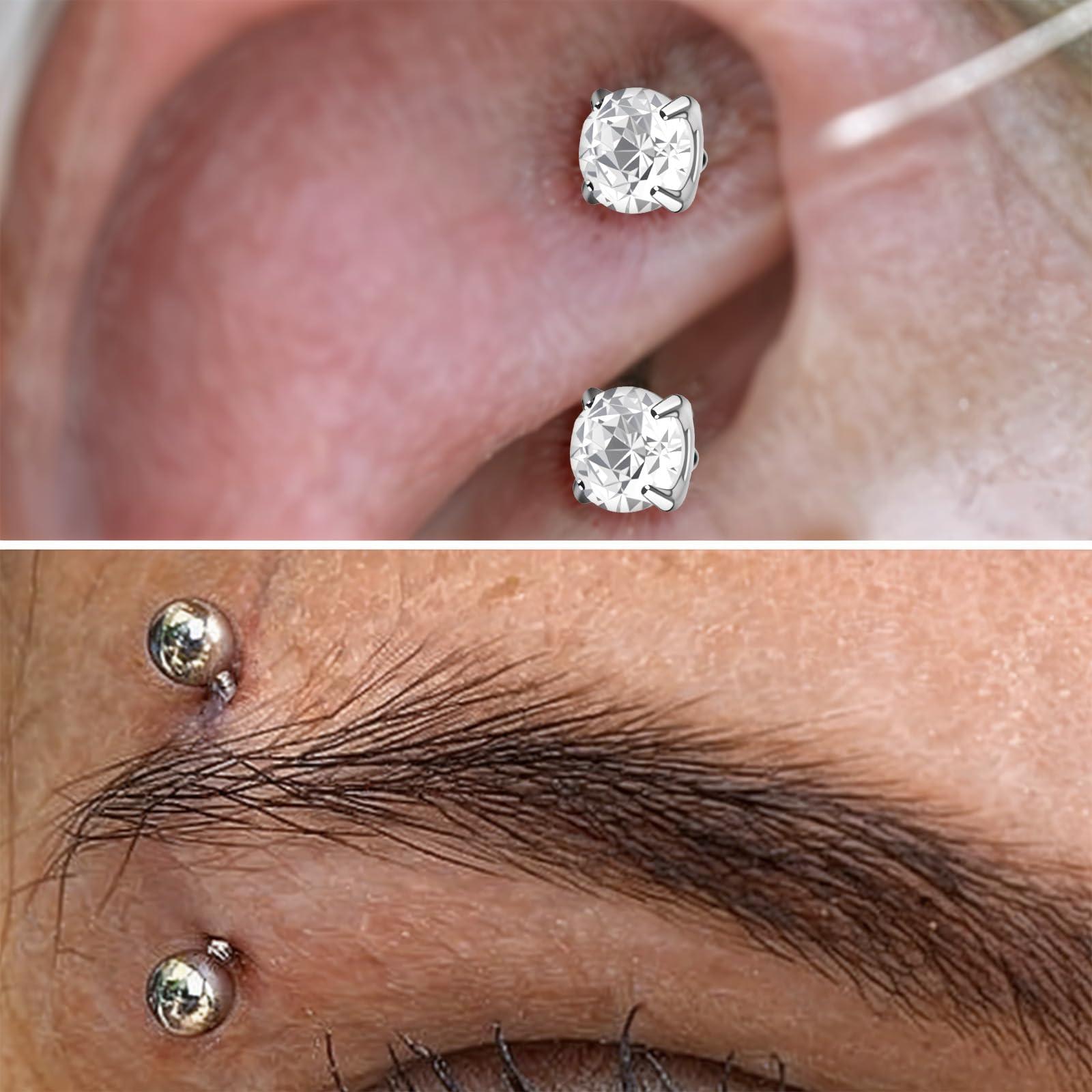 17枚/セットチタン雌ねじアークバーベル眉リング16 G透明 - Body Jewelry Vertical Labret のレビューと価格