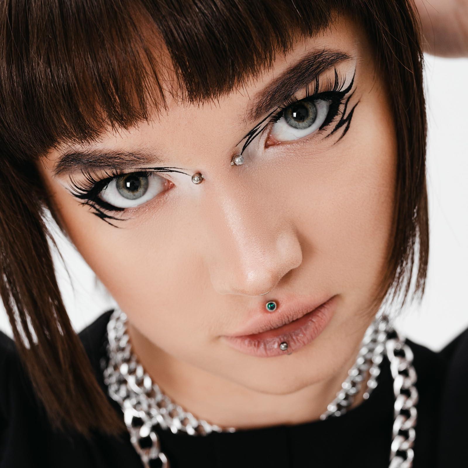 17枚/セットチタン雌ねじアークバーベル眉リング16 G透明 - Body Jewelry Vertical Labret のレビューと価格