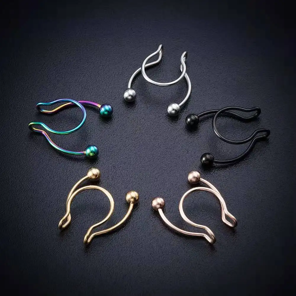 U 字型偽鼻リングヒップフープセプタムロックステンレス鋼クリ - Body Jewelry Nose Ring のレビューと価格