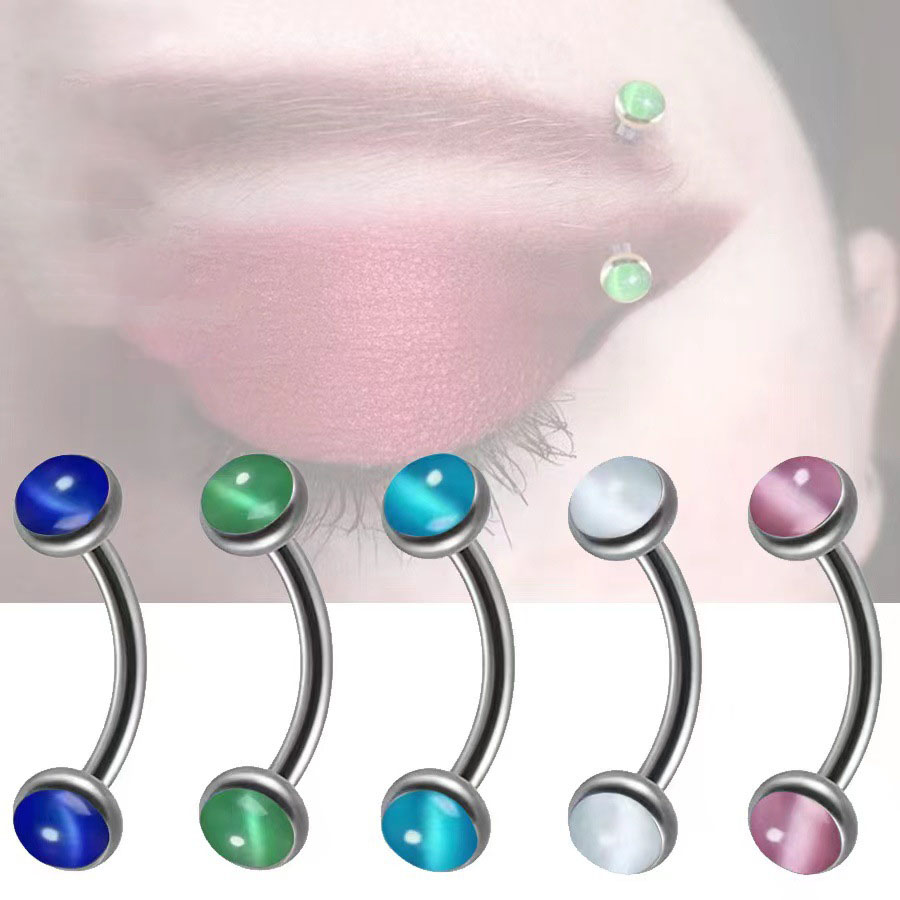 1 ピース眉毛ピアスバナナ形状オパールリップリングステンレス - Rook Curved Barbell のレビューと価格