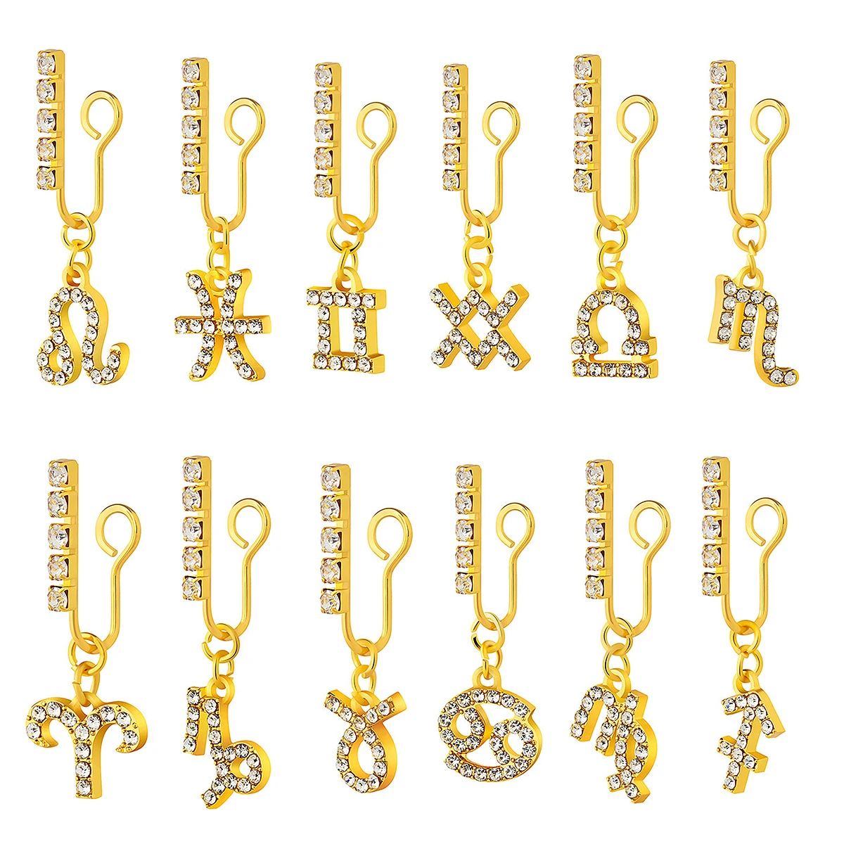 ジルコニアメタルイヤークリップ,12個,2パック,偽のノーズ - Body Jewelry Ear Plugs のレビューと価格