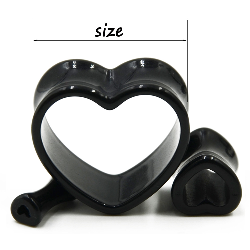 アクリル愛黒、白ハート型中空透明耳ゲージピアスクリア耳トンネ - Body Jewelry Ear Plugs のレビューと価格