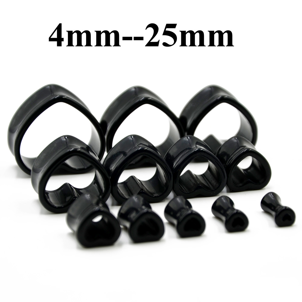 アクリル愛黒、白ハート型中空透明耳ゲージピアスクリア耳トンネ - Body Jewelry Ear Plugs のレビューと価格