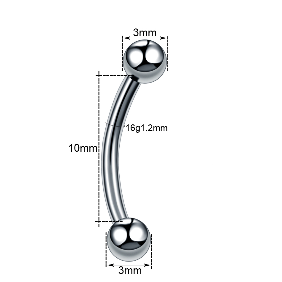 10 ピース/ロット鋼眉毛バナナピアスリング湾曲したバーベル - Rook Curved Barbell のレビューと価格