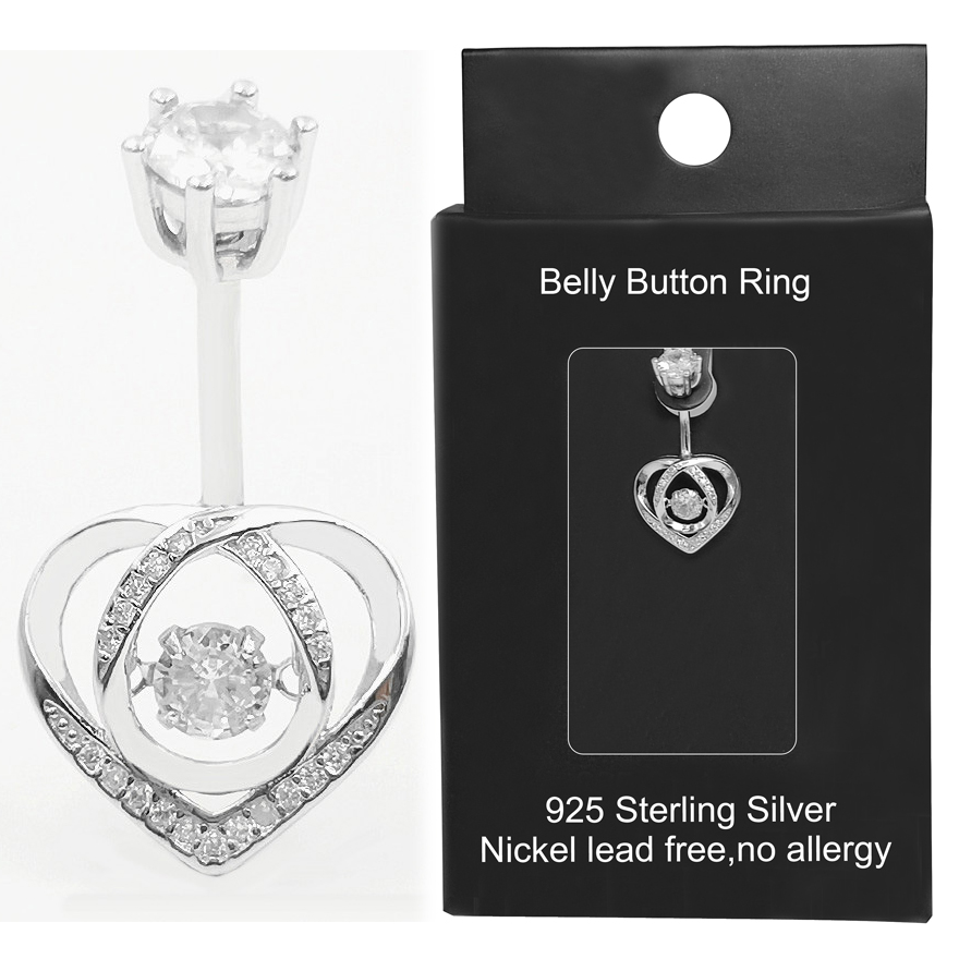 へそリング 925 スターリングシルバー キュービック ジル - Body Jewelry Materials のレビューと価格
