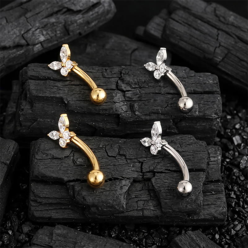 ASTM F136チタン製小さな蝶型CZカーブバーベル ルー - Body Jewelry Vertical Labret のレビューと価格