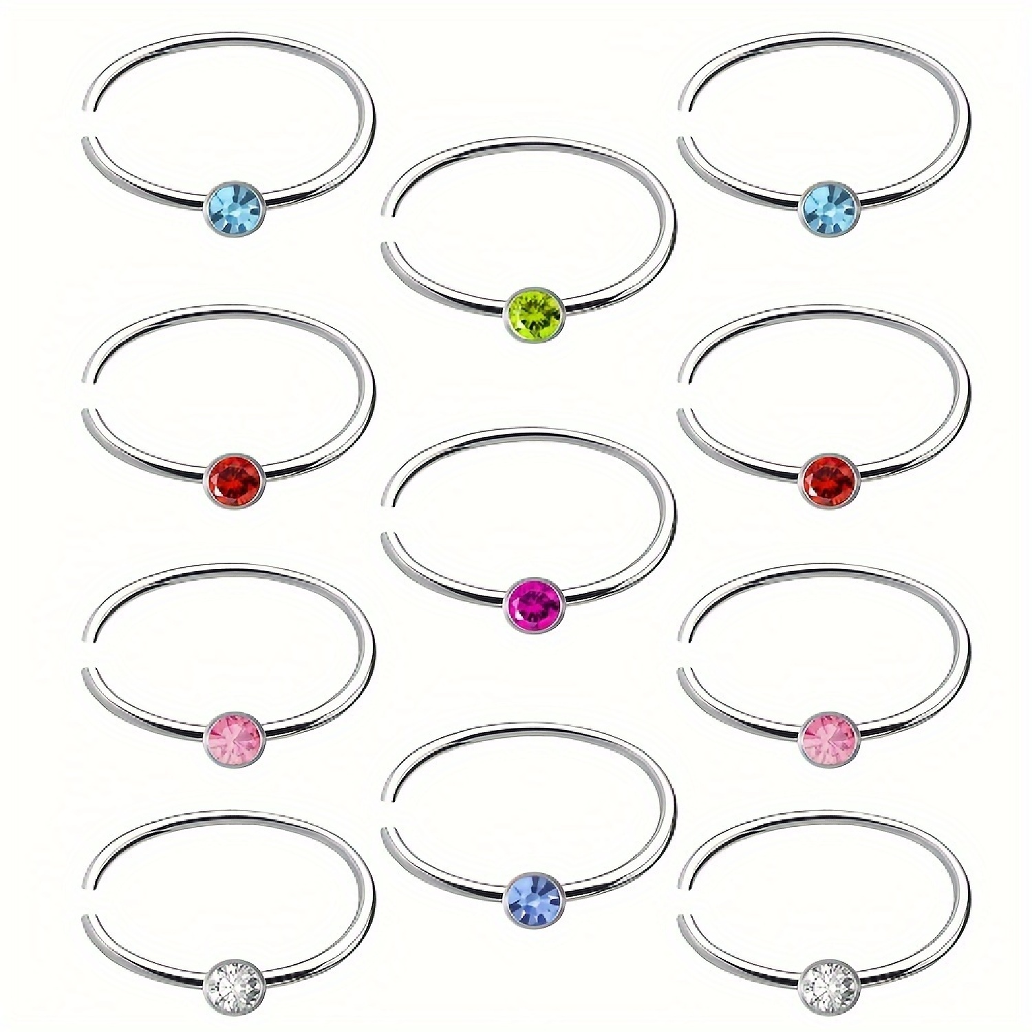 40個/箱 スパークリングラインストーンノーズリング 低アレ - Body Jewelry Jewelry Box のレビューと価格