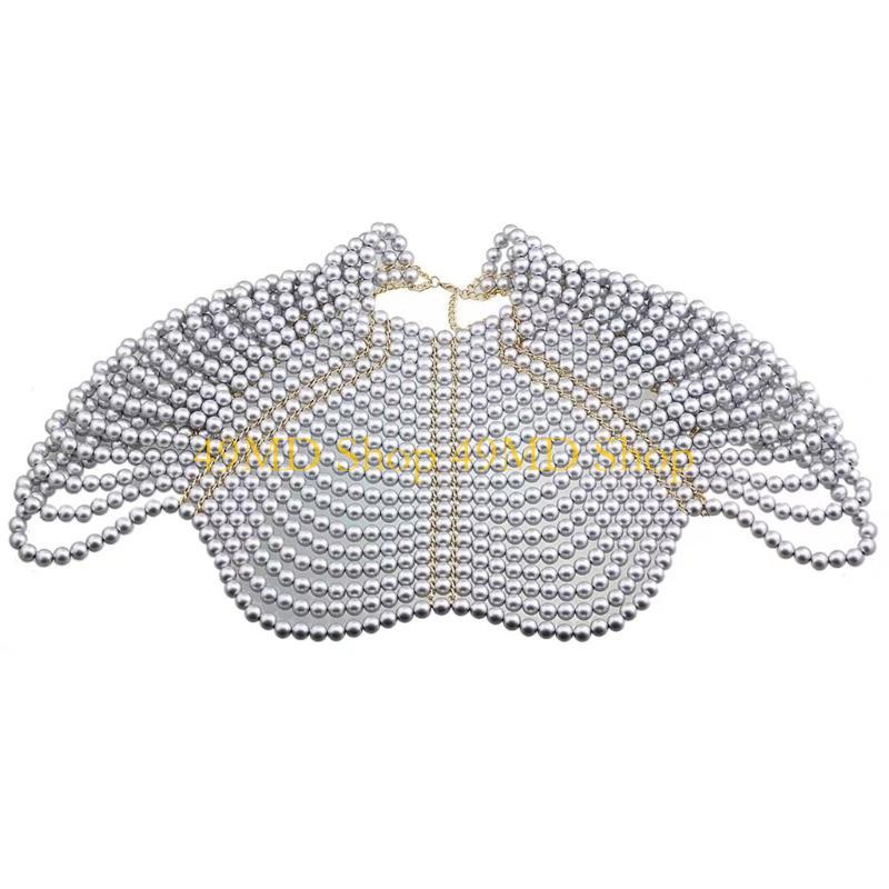 49MD エレガントな女性ショール多層ビーズチェストチェーン - Body Jewelry Chain のレビューと価格