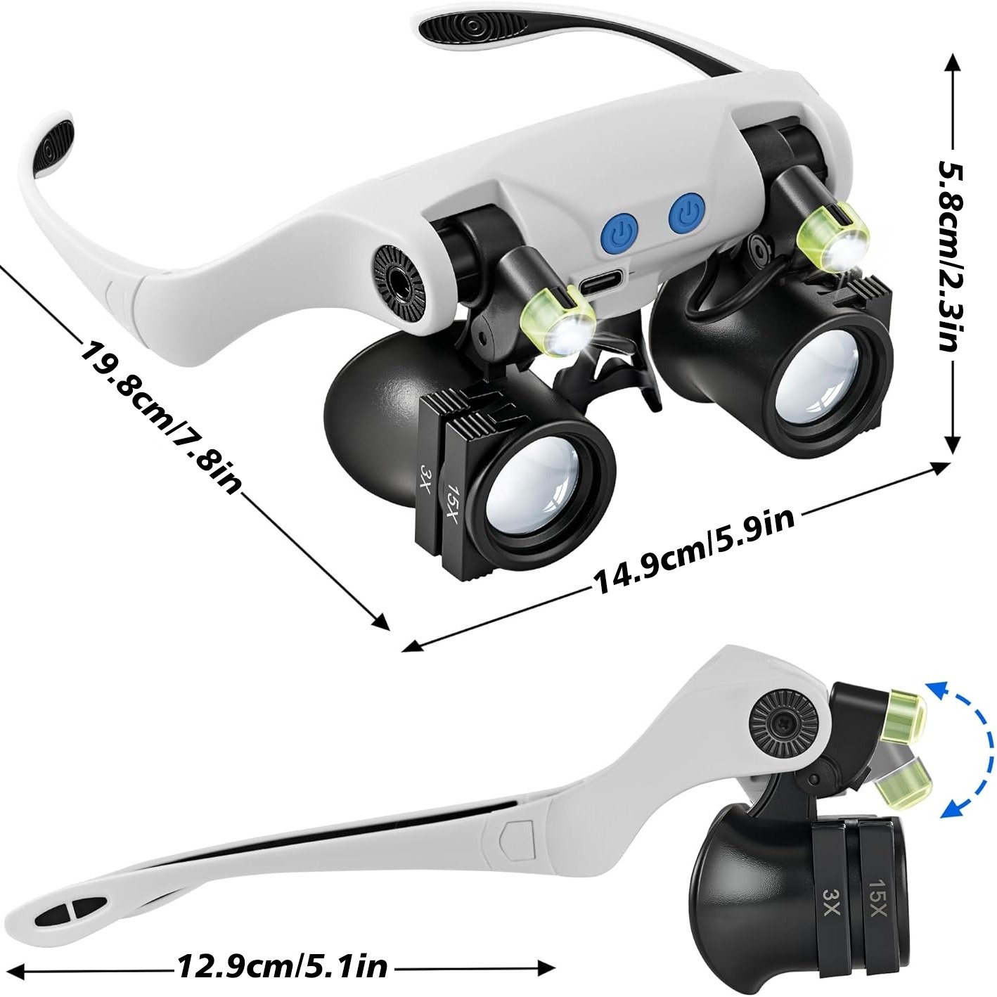 ヘッドマウント型LED拡大鏡+ミニ折りたたみ拡大鏡（2個パッ - Body Jewelry Display Case のレビューと価格