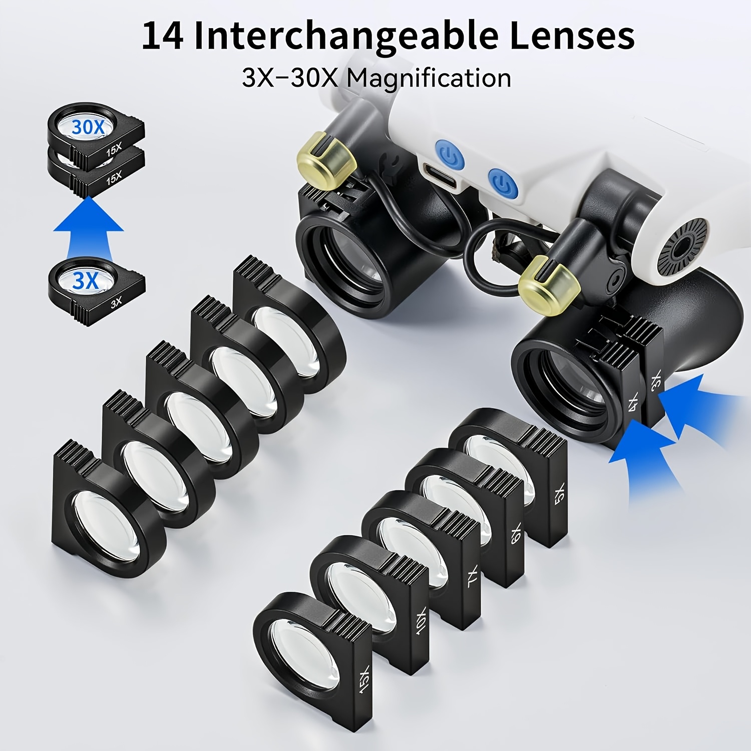 ヘッドマウント型LED拡大鏡+ミニ折りたたみ拡大鏡（2個パッ - Body Jewelry Display Case のレビューと価格