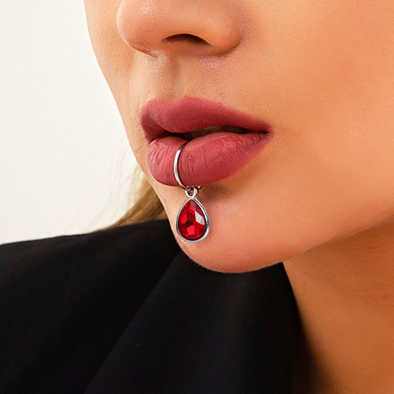 クリップオンピアス,1ピース,クリスタル,ウォータードロップ - Body Jewelry Lip Ring のレビューと価格