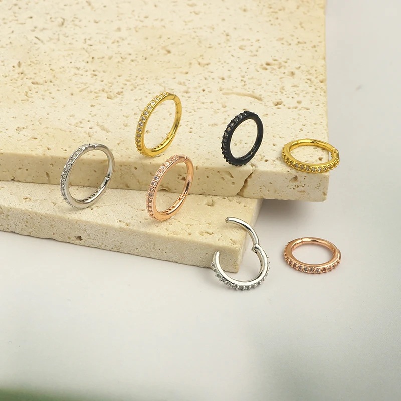 16GクリアCZノーズリングフープ 316Lサージカルステン - Body Jewelry Nose Ring のレビューと価格