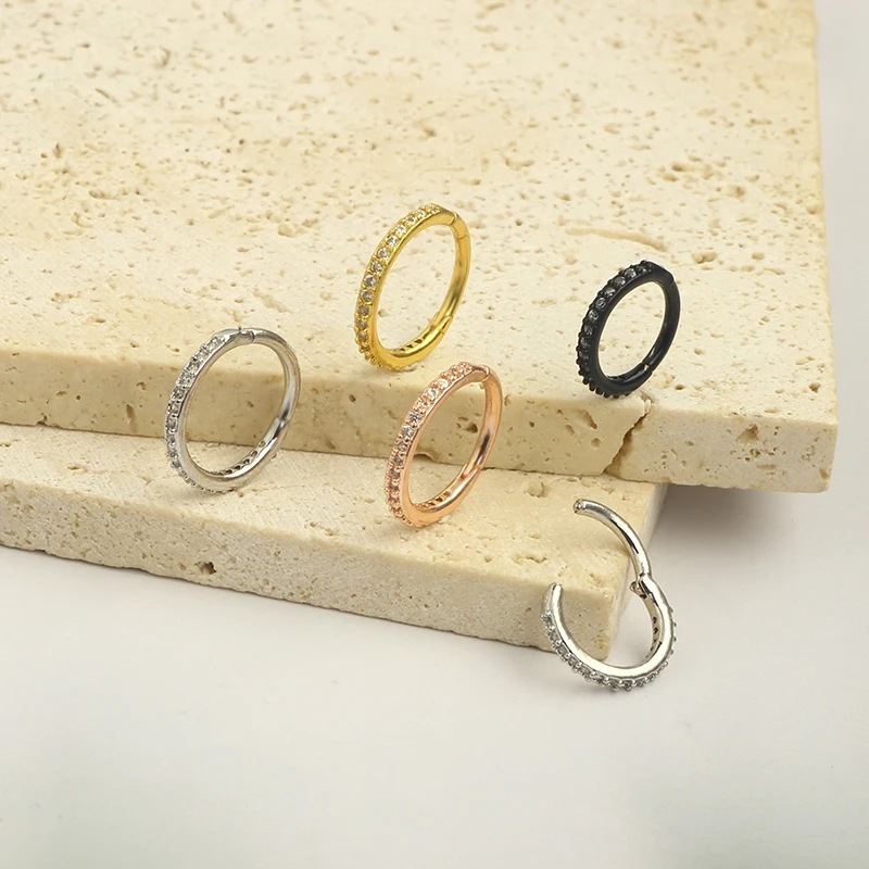 16GクリアCZノーズリングフープ 316Lサージカルステン - Body Jewelry Nose Ring のレビューと価格