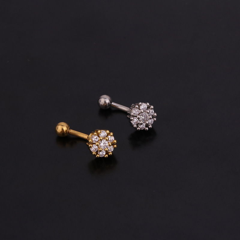 1PC フラワークラウン CZ 眉毛リング珠ヘリックスルーク - Rook Curved Barbell のレビューと価格