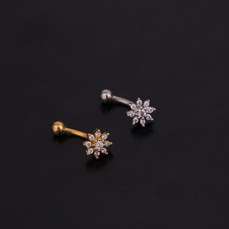 1PC フラワークラウン CZ 眉毛リング珠ヘリックスルーク - Rook Curved Barbell のレビューと価格