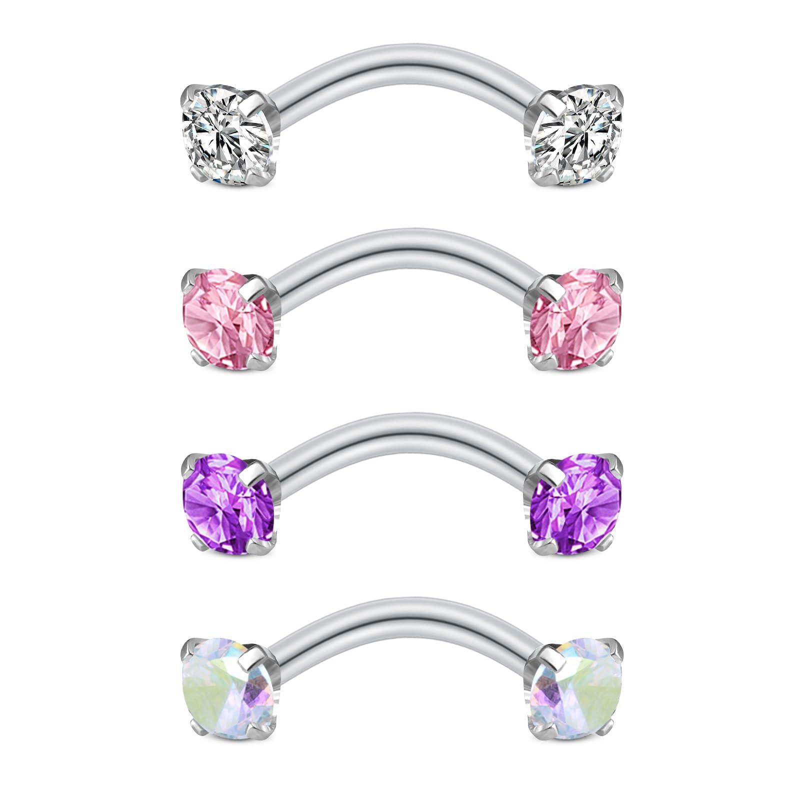 4個入り ルックピアス ジュエリー アイブロウリング サージ - Body Jewelry Vertical Labret のレビューと価格