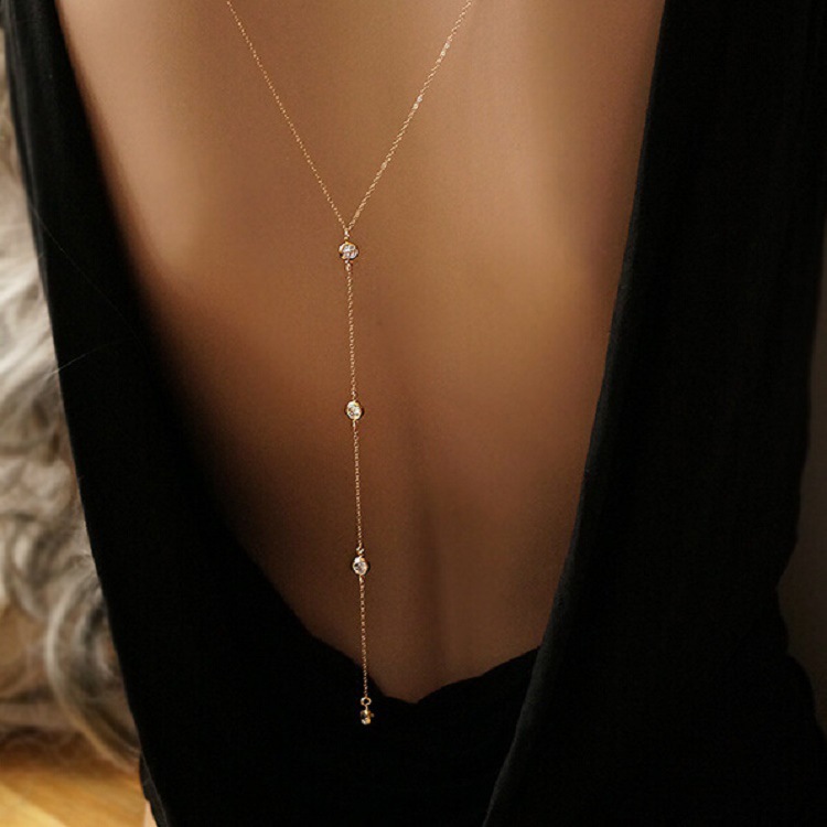 ラインストーン付きセクシーな女性用バックチェーンネックレス、 - Body Jewelry Chain のレビューと価格