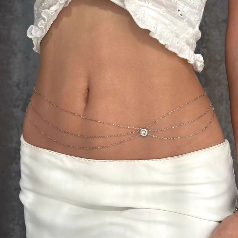 夏のホットメタルウエストチェーン、豪華な多層ラインストーン、 - Body Jewelry Hot のレビューと価格