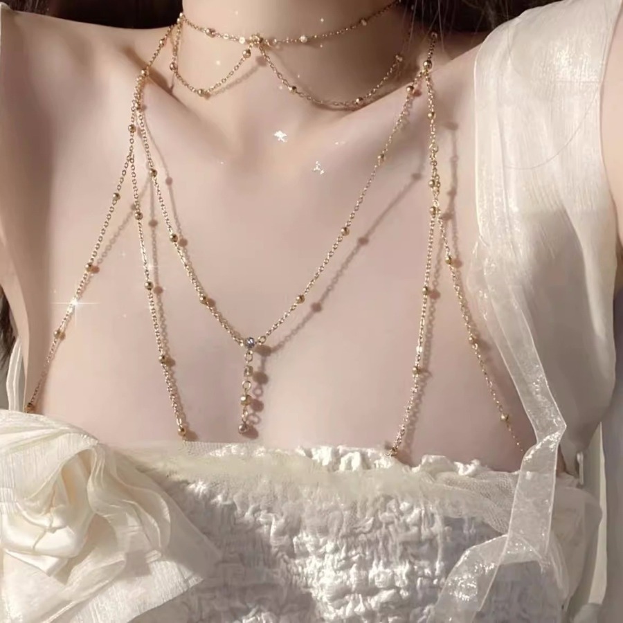 女性用サマーコールドホットガールボディチェーン、チェストチェ - Body Jewelry Hot のレビューと価格